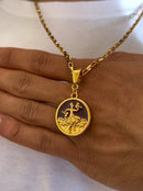 Kit Pingente Xangô (26mm) + Corrente Elo Chapado (3mm) de 60 ou 70 cm Banhado a Ouro e Verniz Italiano