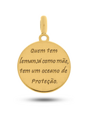 Pingente Yemanjá 26mm - Banhado a Ouro e Verniz Italiano