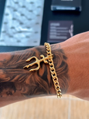 Pulseira Tridente de Proteção C/ Grumet (5mm) de 18, 20 ou 22cm - Banhada a Ouro e Verniz Italiano