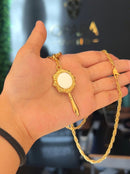 Pingente Espelho de Iemanjá (54mm) - Banhada a Ouro e Verniz Italiano