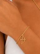 Conjunto Ofá de Oxóssi: Brinco, Pulseira e Corrente C/ Pingente - Banhados a Ouro e Verniz italiano