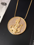 Kit Pingente Mandala Grande Nanã Banhada a Ouro 18K e Cravejada C/ Micro Zircônias Lilás + Corrente Veneziana 60cm