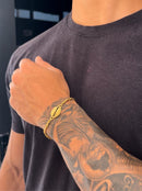 Pulseira Cordão Baiano (2mm) Unissex de 18, 20 ou 22cm + Pingente Búzio (25mm) - Banhada a Ouro e Verniz Italiano