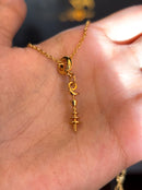 Kit Pingente Cajado de Oxalá (21mm) + Corrente Elo Português (1mm) de 50, 60 ou 70 cm - Banhada a Ouro e Verniz Italiano