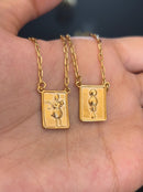 Escapulário Placa Orixá Ewa Banhada a Ouro 18k + Corrente Cadeado (1 mm) 70cm