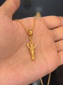 Kit Pingente Iemanjá (20mm) + Corrente Elo Português (1mm) de 60 cm ou 70 cm - Banhada a Ouro e Verniz Italiano