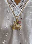 Kit Pingente São Jorge Banhada a Ouro 18k e Cravejada C/ Micro Zircônias + Corrente Cordão Baiano (1 mm) 65cm