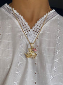 Kit Pingente São Jorge Banhada a Ouro 18k e Cravejada C/ Micro Zircônias + Corrente Cordão Baiano (1 mm) 65cm