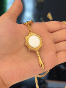 Pingente Espelho de Iemanjá (54mm) - Banhada a Ouro e Verniz Italiano