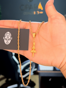 Pingente Cajado de Oxalá (34mm) - Banhada a Ouro e Verniz Italiano