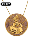 Kit Pingente Mandala Grande Nanã Banhada a Ouro 18K e Cravejada C/ Micro Zircônias Lilás + Corrente Veneziana 60cm