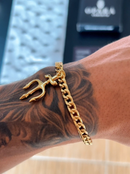 Pulseira Tridente de Proteção C/ Grumet (5mm) de 18, 20 ou 22cm - Banhada a Ouro e Verniz Italiano