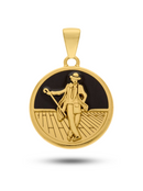Pingente Zé Pilintra 26mm Fundo Preto - Banhado a Ouro e Verniz Italiano