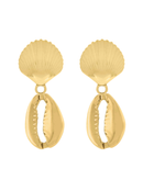 Brinco Concha com Búzio Antialérgico (19mm) - Banhado a Ouro e Verniz Italiano