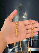 Pingente Opaxorô Cajado de Oxalá (34mm) - Banhada a Ouro e Verniz Italiano