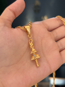 Pingente Opaxorô Cajado de Oxalá (34mm) - Banhada a Ouro e Verniz Italiano