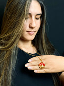 Kit Pingente Yansã (26mm) + Corrente Elo Português (1,5mm) de 50, 60 ou 70 cm Banhada a Ouro e Verniz Italiano.