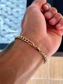 Pulseira Tridente de Proteção C/ Grumet (5mm) de 18, 20 ou 22cm - Banhada a Ouro e Verniz Italiano