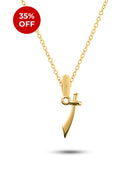 Kit Pingente Espada de Iansã (19mm) + Corrente Elo Português (1mm) de 50, 60 ou 70 cm - Banhada a Ouro e Verniz Italiano