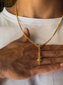 Pingente Cajado de Oxalá (34mm) - Banhada a Ouro e Verniz Italiano