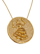 Kit Pingente Mandala Grande Iansã Banhada a Ouro 18k e Cravejada C/ Micro Zircônias Cristal + Corrente Veneziana 60cm