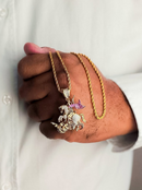 Kit Pingente São Jorge Banhada a Ouro 18k e Cravejada C/ Micro Zircônias + Corrente Cordão Baiano (1 mm) 65cm