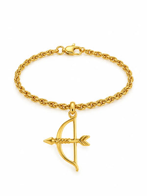 Pulseira Ofá de Oxóssi C/ Cordão Baiano (2mm) de 18, 20 ou 22cm - Banhada a Ouro e Verniz Italiano