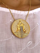 Kit Pingente Mandala Grande Iemanjá Banhada a Ouro 18k e Cravejada C/ Microzircônias Cristal + Corrente Veneziana 60cm