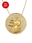 Kit Pingente Mandala Grande Oxalá Banhada A Ouro 18k e Cravejada C/ Micro Zircônias + Corrente Veneziana 60cm