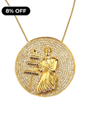 Kit Pingente Mandala Grande Oxalá Banhada A Ouro 18k e Cravejada C/ Micro Zircônias + Corrente Veneziana 60cm