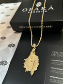 Kit Pingente Orixá Obaluaê Banhada a Ouro 18k e Cravejada C/ Micro Zircônias + Corrente Cordão Baiano (1 mm) 65cm