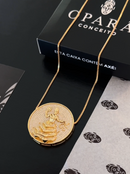 Kit Pingente Mandala Grande Oxum Banhada a Ouro 18k e Cravejada C/ Micro Zircônias Cristal + Corrente Veneziana 60cm