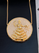 Kit Pingente Mandala Grande Oxum Banhada a Ouro 18k e Cravejada C/ Micro Zircônias Cristal + Corrente Veneziana 60cm