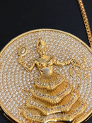 Kit Pingente Mandala Grande Oxum Banhada a Ouro 18k e Cravejada C/ Micro Zircônias Cristal + Corrente Veneziana 60cm