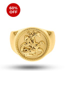 Anel São Jorge N° 23 (19,5mm) Banhado a Ouro e Verniz Italiano