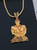 Kit Pingente Orixá Exú Banhada a Ouro 18k e Cravejada C/ Micro Zircônias + Corrente Cordão Baiano (1 mm) 65cm
