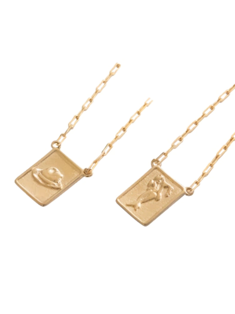 Escapulário Placa Zé Pilintra Banhada a Ouro 18k + Corrente Cadeado (1 mm) 70cm