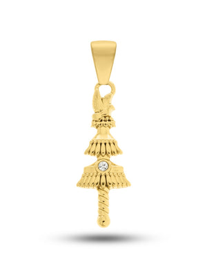 Pingente Cajado de Oxalá (34mm) - Banhada a Ouro e Verniz Italiano