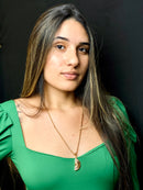 Kit Pingente Leque Cigana (33mm) + Corrente Cordão Baiano (1,5mm) 50, 60 ou 70 cm -  Banhado a Ouro e Verniz Italiano