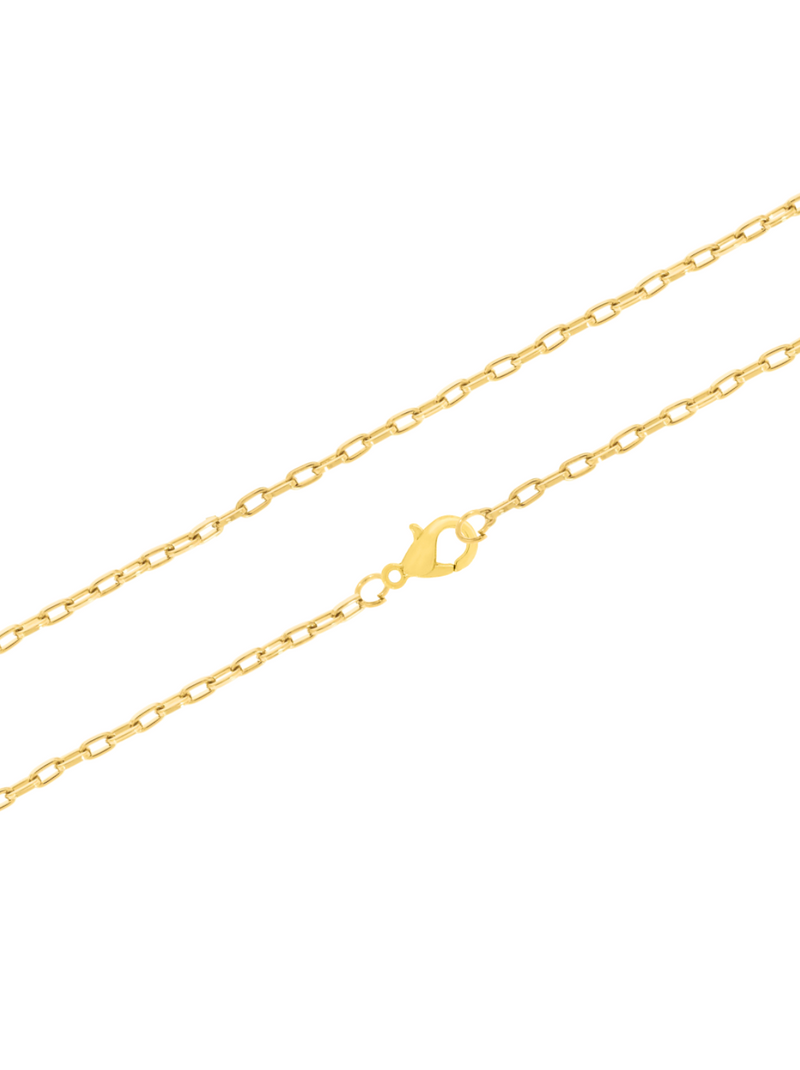 Corrente Cadeado (2mm) 60 cm ou 70 cm - Banhada a Ouro e Verniz Italiano