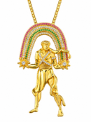 Kit Pingente Orixá Oxumare Banhada a Ouro 18k e Cravejada C/ Micro Zircônias + Corrente Veneziana (1 mm) 65cm