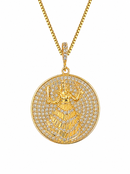 Kit Pingente Mandala Média Iansã Banhada a Ouro 18k e Cravejada C/ Micro Zircônias Cristal+ Corrente Veneziana (1 mm) 45/50 cm