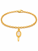 Pulseira Espelho de Oxum C/ Elo Português (1,5mm) Unissex de 18, 20 ou 22cm - Banhada a Ouro e Verniz Italiano
