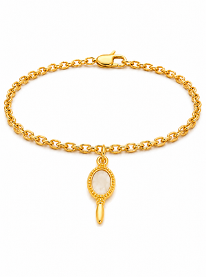 Pulseira Espelho de Oxum C/ Elo Português (1,5mm) Unissex de 18, 20 ou 22cm - Banhada a Ouro e Verniz Italiano