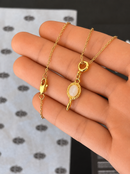 Kit Pingente Espelho de Oxum (23mm) + Corrente Elo Português (1mm) de 50, 60 ou 70 cm - Banhada a Ouro e Verniz Italiano