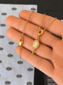 Kit Pingente Espelho de Oxum (23mm) + Corrente Elo Português (1mm) de 50, 60 ou 70 cm - Banhada a Ouro e Verniz Italiano