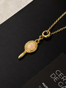 Kit Pingente Espelho de Oxum (23mm) + Corrente Elo Português (1mm) de 50, 60 ou 70 cm - Banhada a Ouro e Verniz Italiano