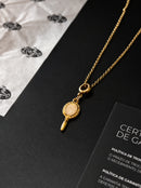 Kit Pingente Espelho de Oxum (23mm) + Corrente Elo Português (1mm) de 50, 60 ou 70 cm - Banhada a Ouro e Verniz Italiano