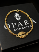 Pulseira Cordão Baiano (2mm) Unissex de 18, 20 ou 22cm + Pingente Búzio (25mm) - Banhada a Ouro e Verniz Italiano