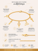 Pulseira Sete Linhas C/ Elo Português (1,5mm) Unissex de 18, 20 ou 22cm - Banhada a Ouro e Verniz Italiano